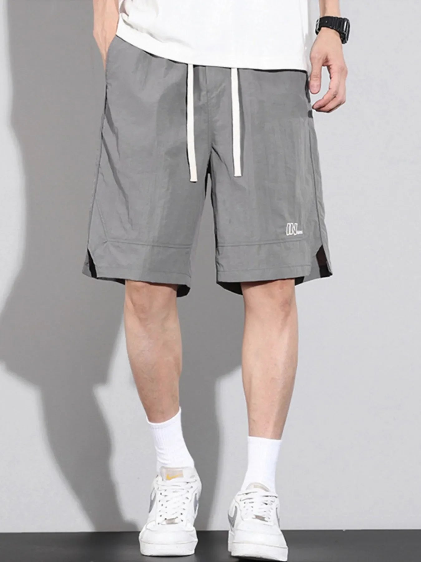 Men's Plus Size Drawstring Basketball Shorts with Side Pockets