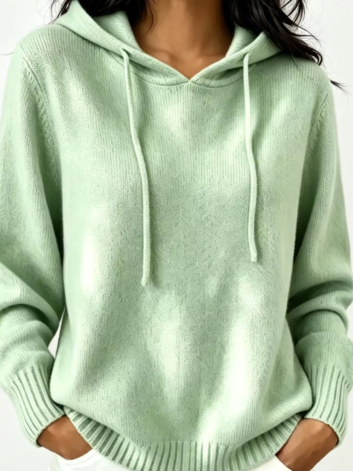 Cozy Ribbed Long‑Sleeve Hooded Sweater