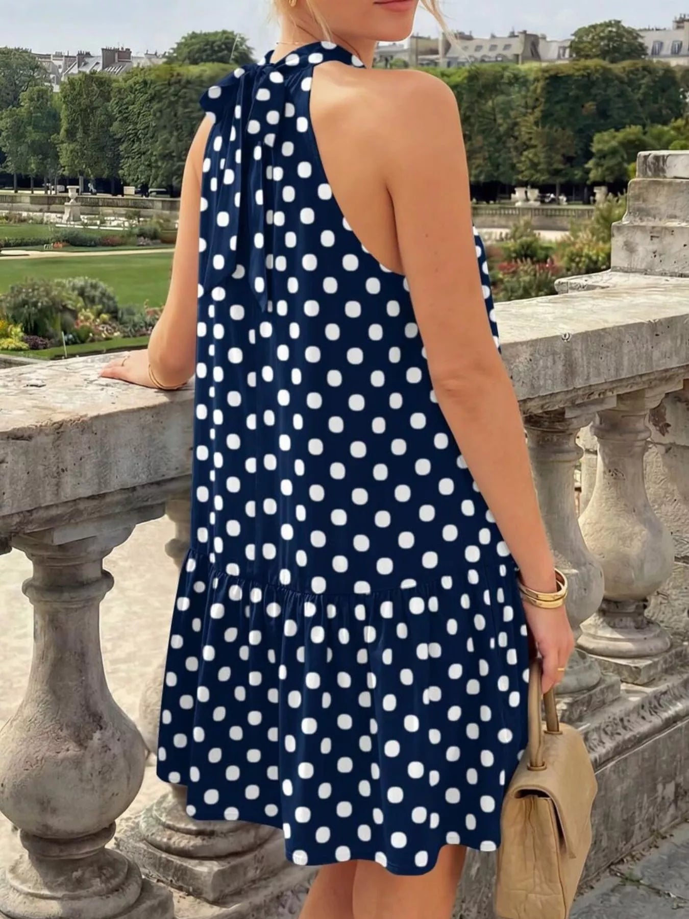 Polka Dot Halter Neck Mini Dress