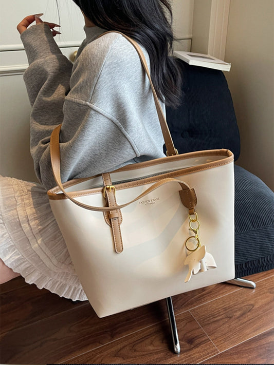 Contrast Leather Shoulder Bag