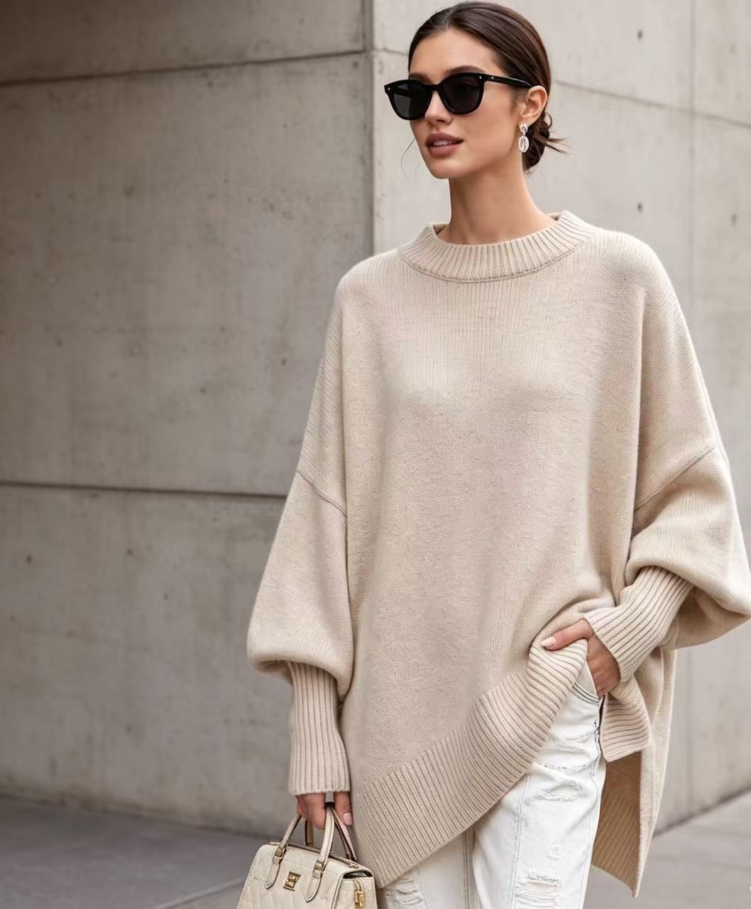 Women's Relaxed-Fit Solid-Color Sweater