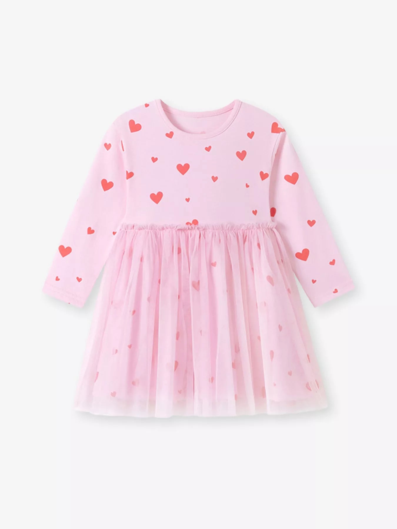 Children's Heart Print Tulle Dress