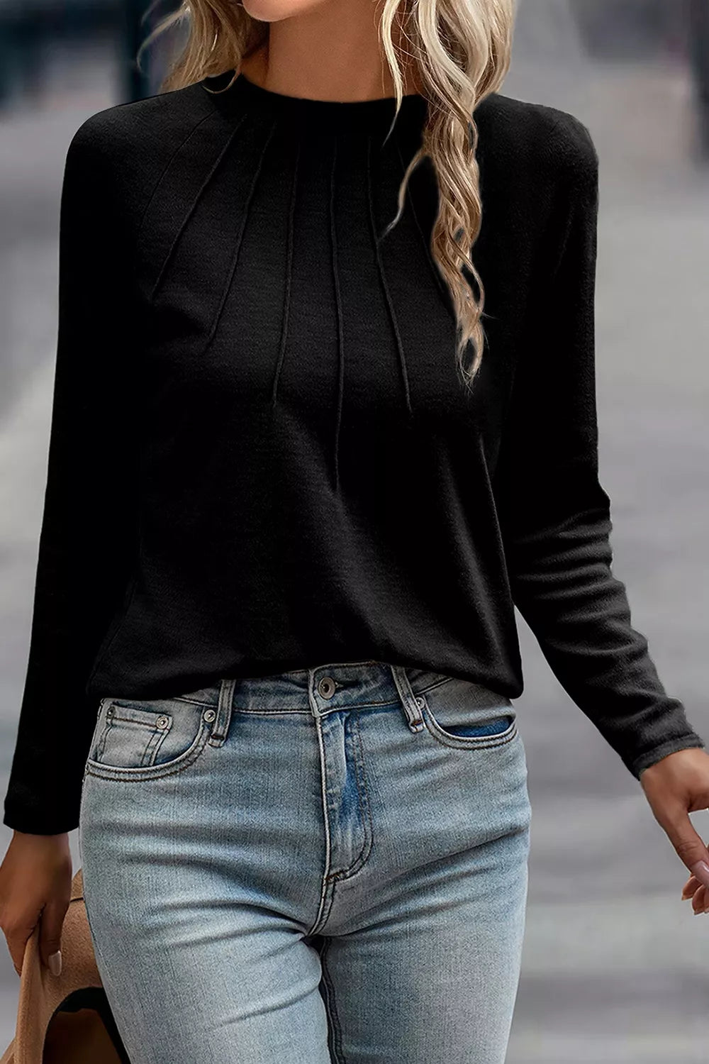 Seam Detail Raglan Long Sleeve Top