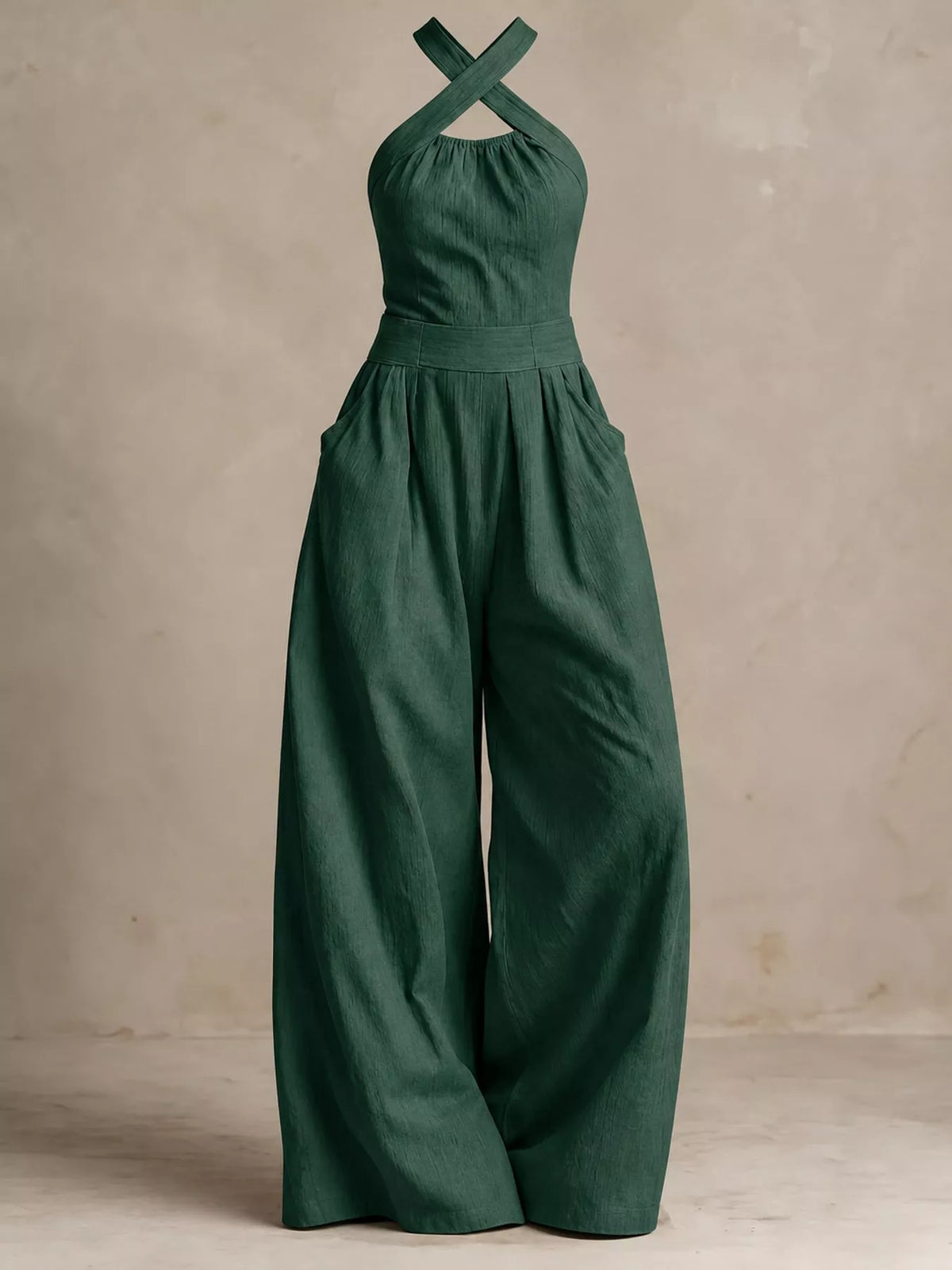 Full Size Halter Neck Wide-Leg Jumpsuit Plus Size