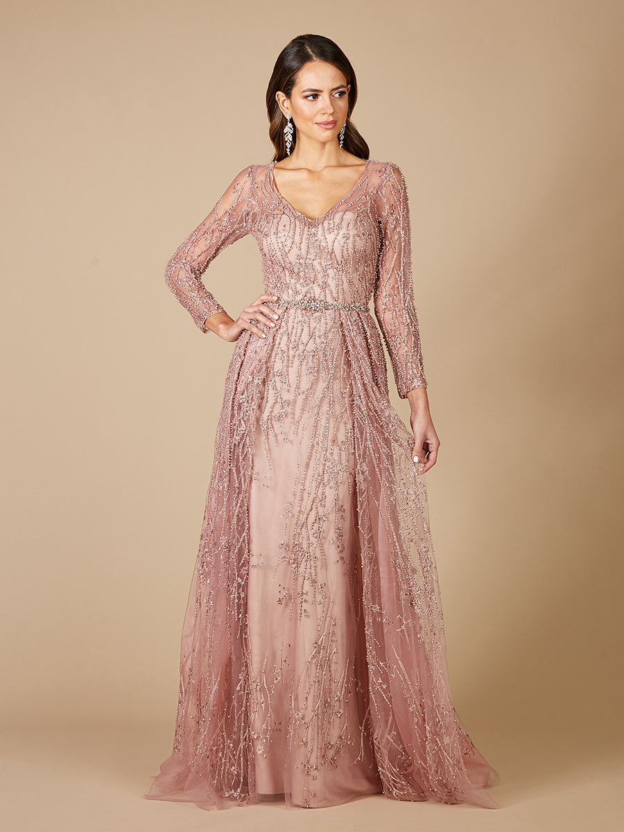 Lara 29782 - Beaded Lace Overskirt Ballgown