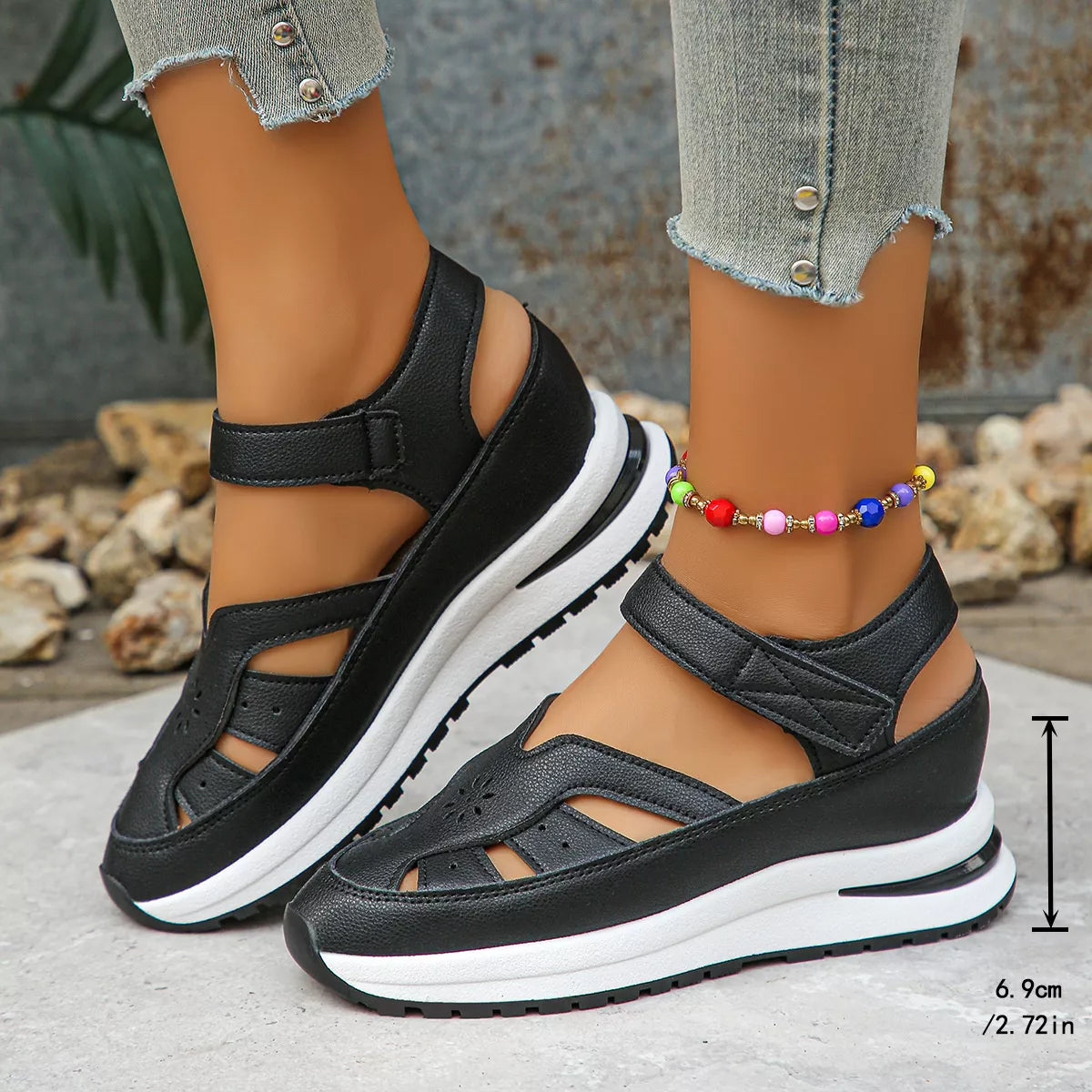 Cutout Wedge Sandals