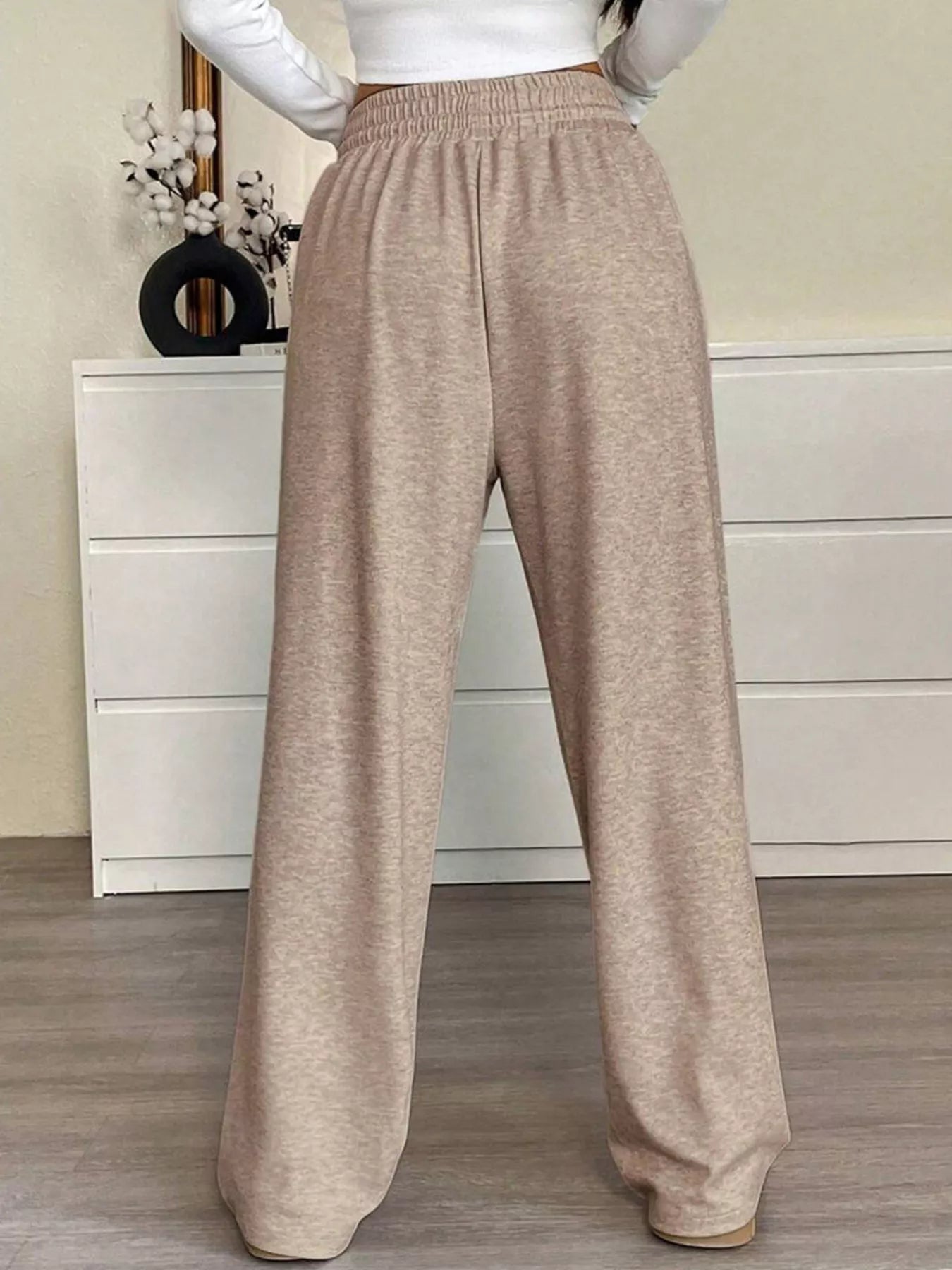 High-Waisted Wide-Leg Pants with Drawstring