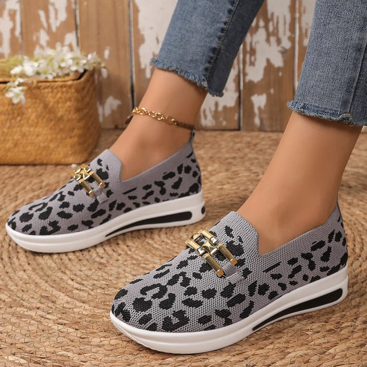 Leopard Mesh Slip-Ons