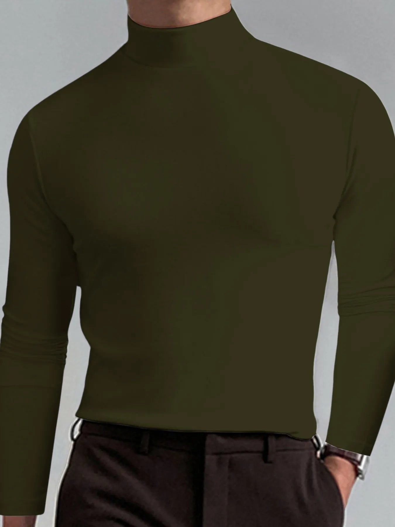 Men's Full Size Turtleneck Long Sleeve T-Shirt Plus Size