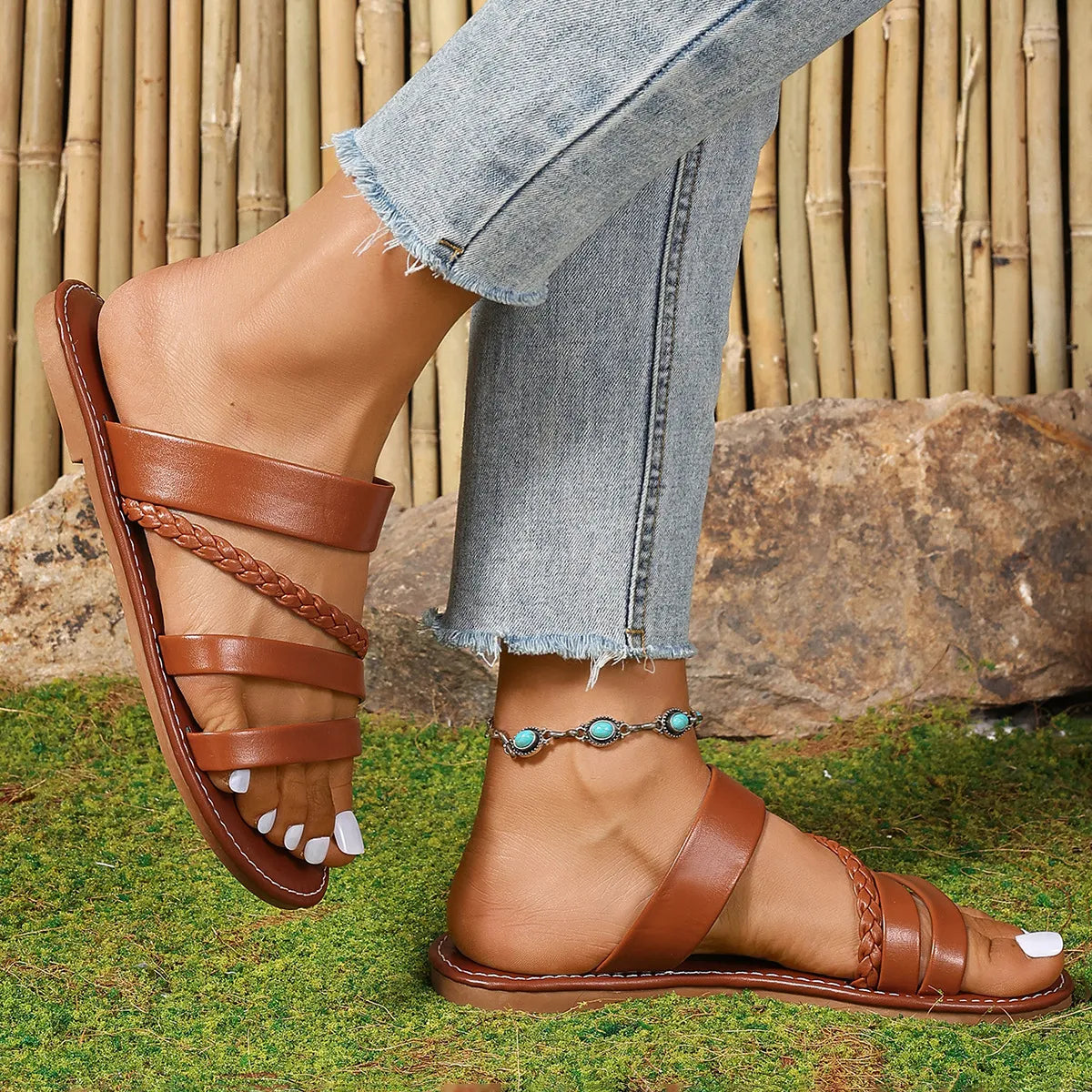 Open Toe Flat Sandals