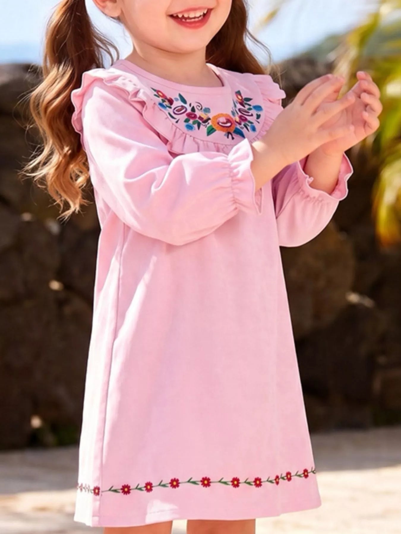 Children's Embroidered Long Sleeve Dress