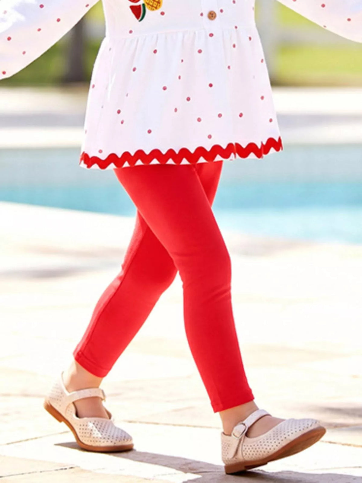 Children's Fruit Peplum Top and Leggings Two-Piece Set