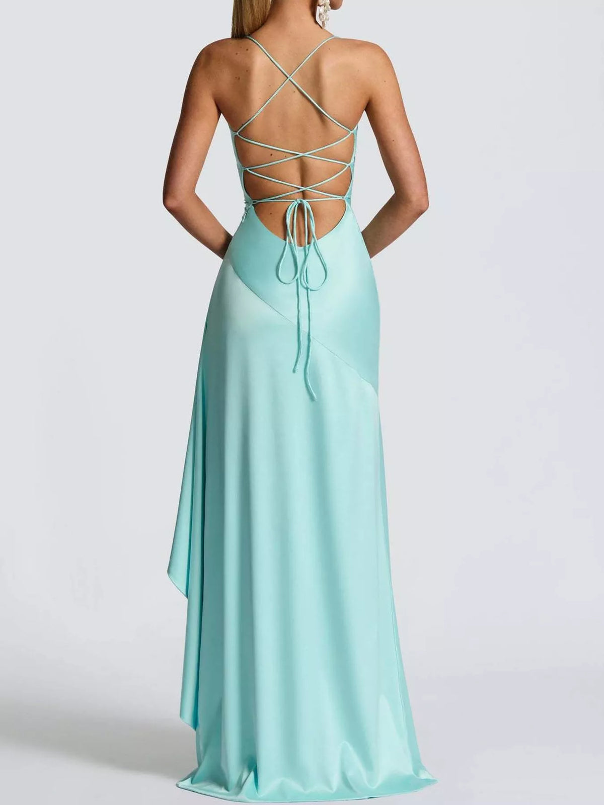 High-Low Ruffle Hem Evening Dress