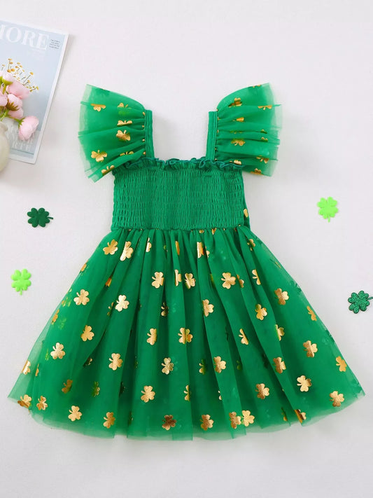 Children's Smocked Clover Tulle Dress