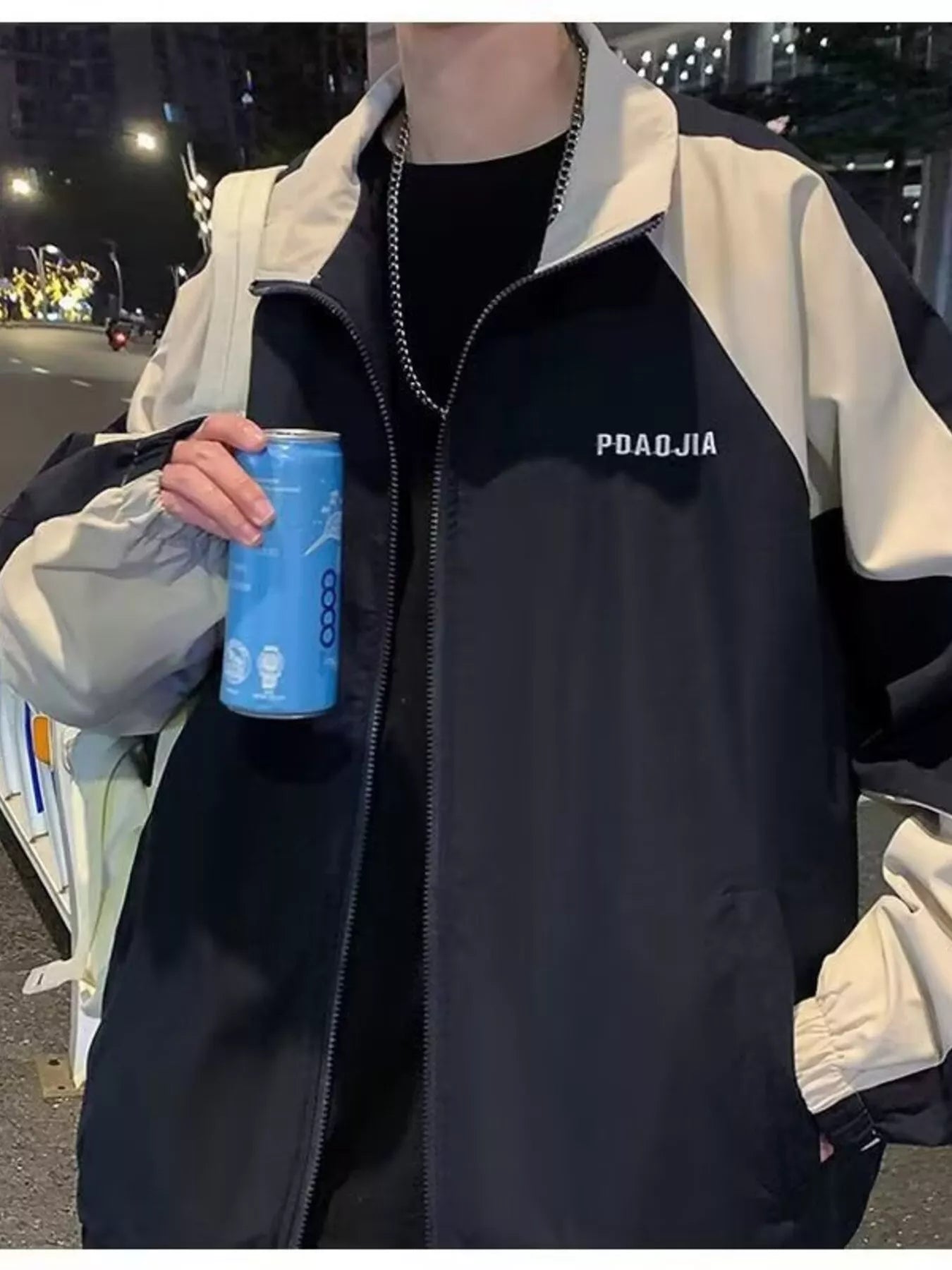 Men's Plus Size Two-Tone Windbreaker Jacket