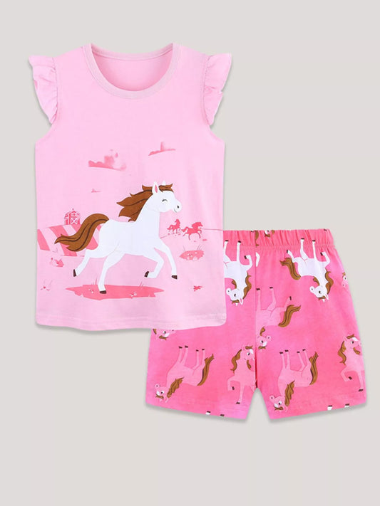Children's Horse Print Tank and Shorts Set
