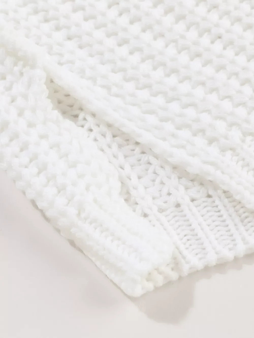 Ribbed Knit Round Neck Slouchy Chunky Sweater