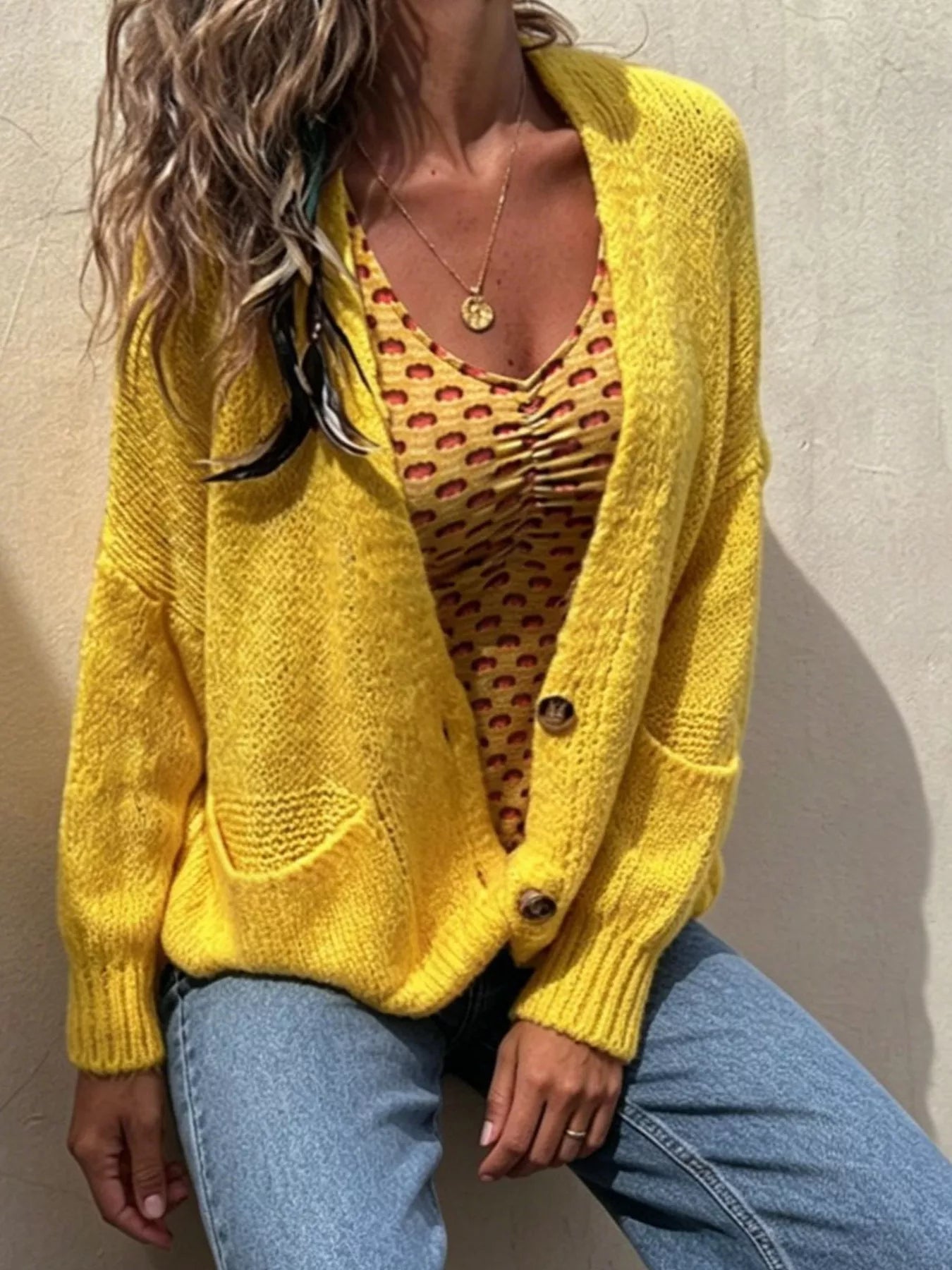 Full Size Chunky Knit Button-Up Cardigan Plus Size