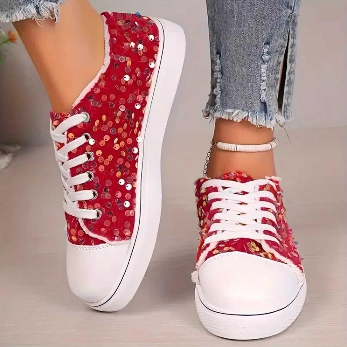 Sparkling Sequin Low-Top Sneakers