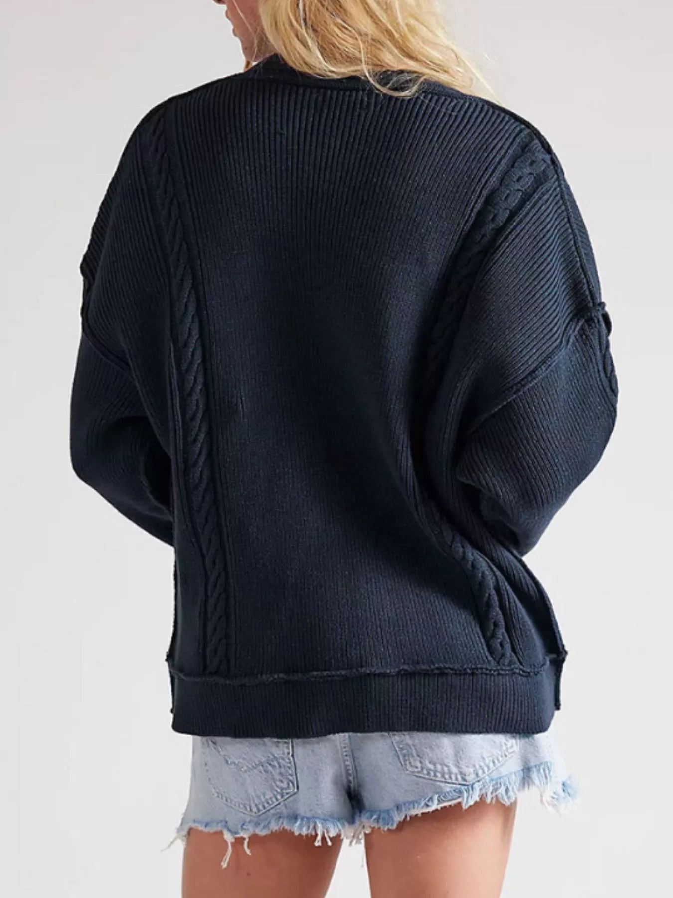 Double-Breasted Cable Knit Cardigan