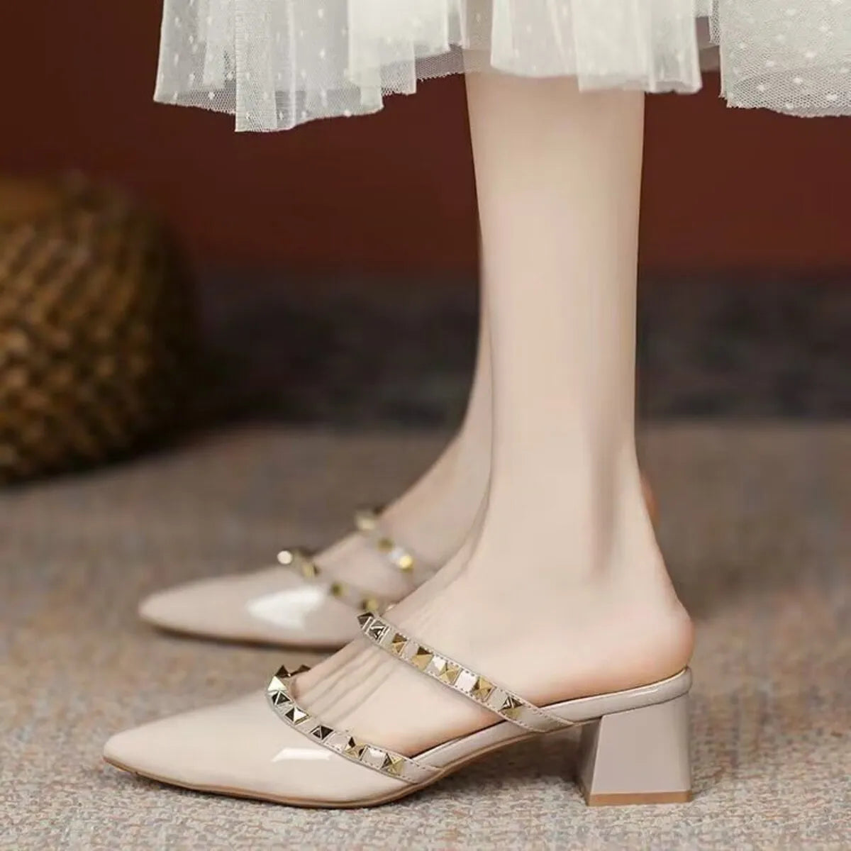 Point Toe Block Heels Sandals