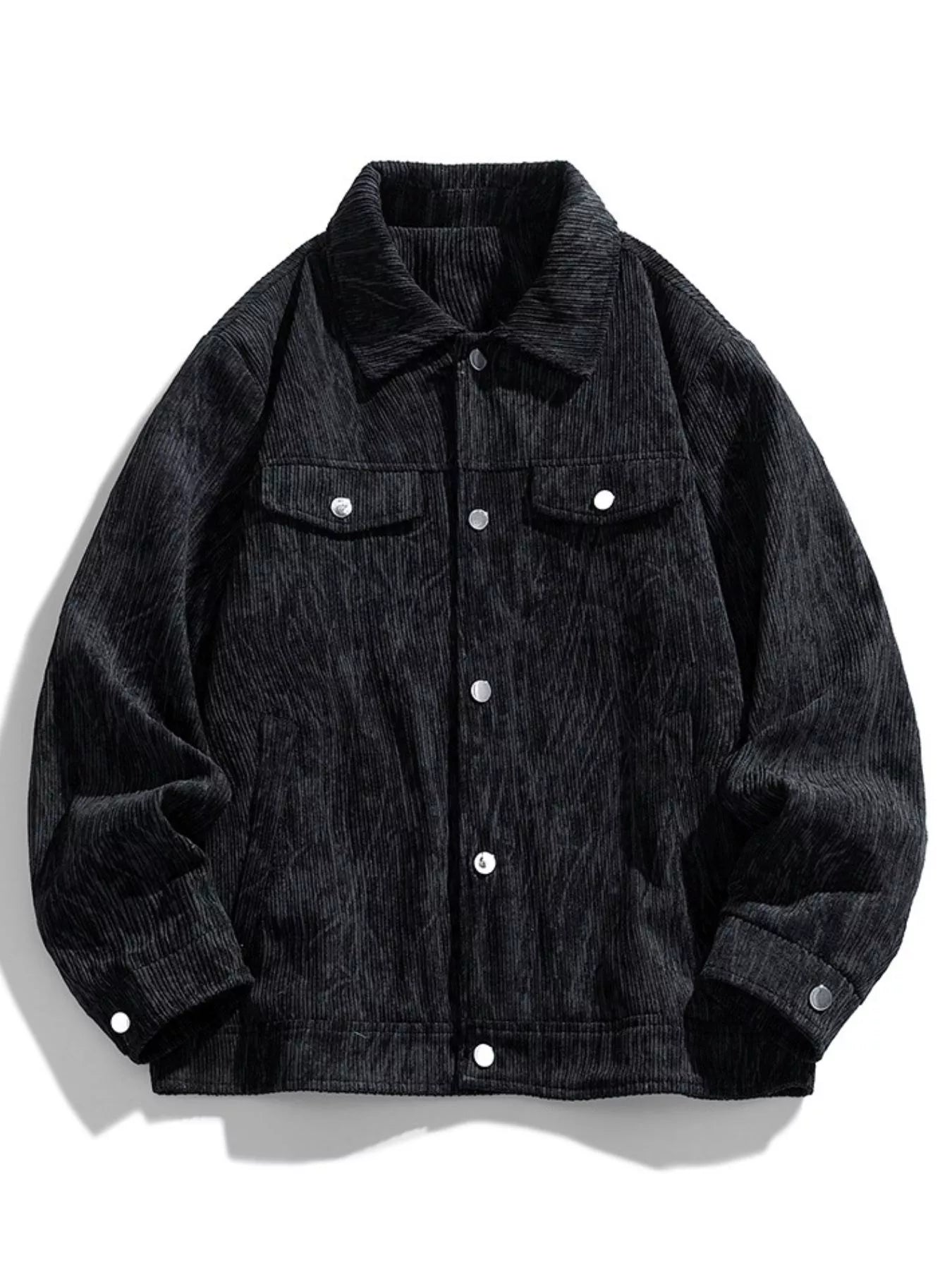 Men's Plus Size Corduroy Button-Down Casual Jacket