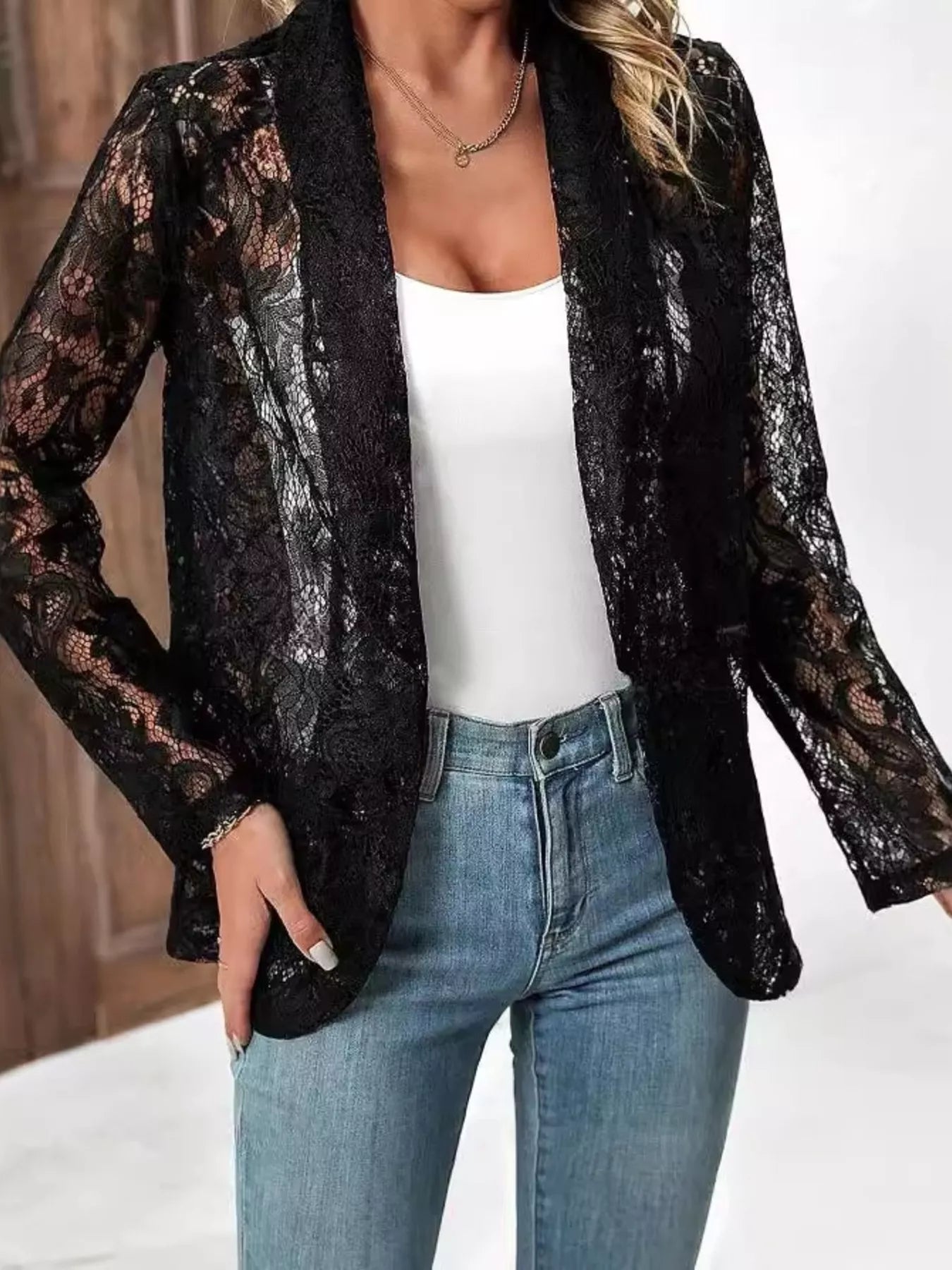 Lace Open-Front Outerwear