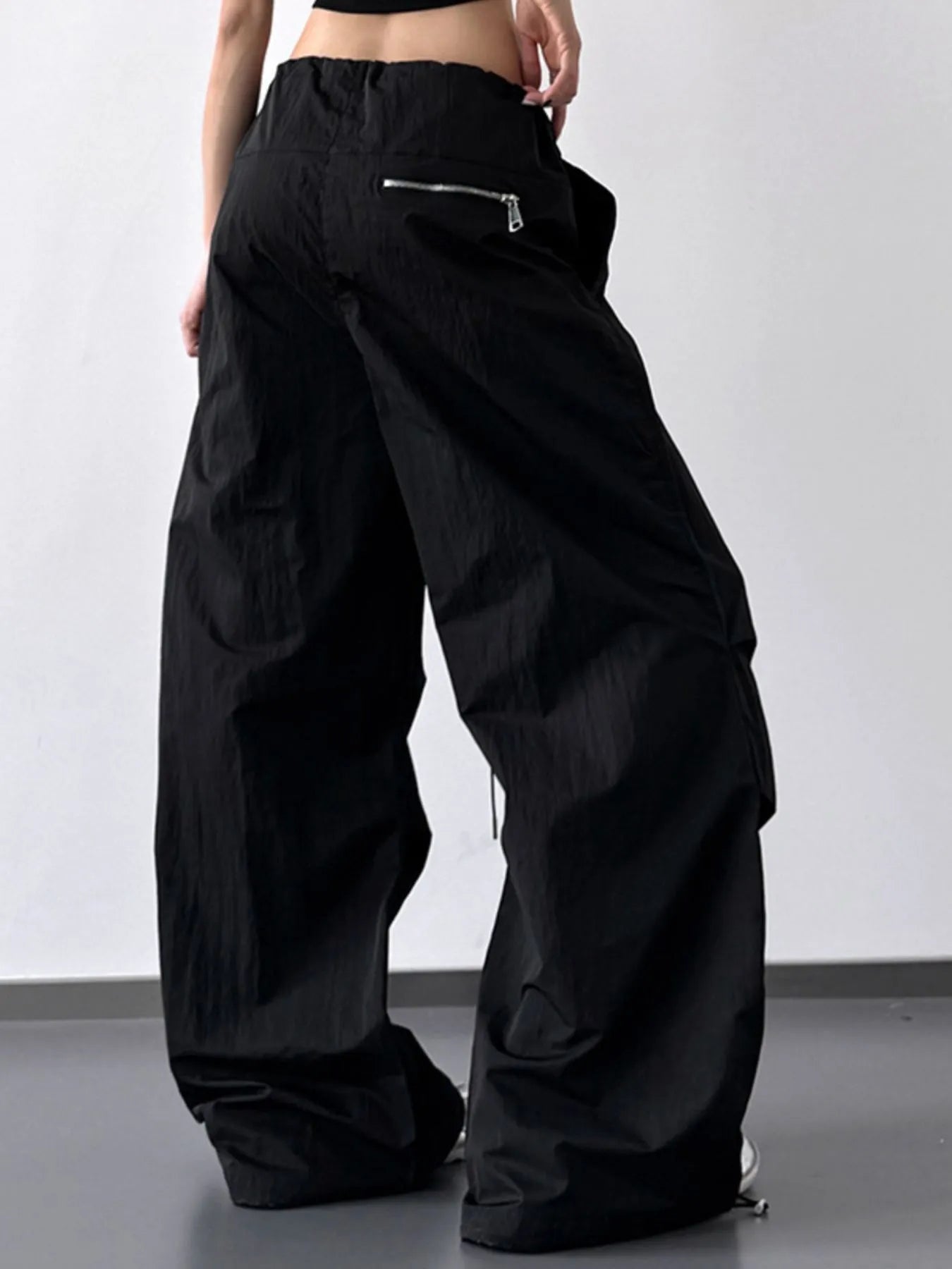 Drawstring Wide Leg Cargo Pants