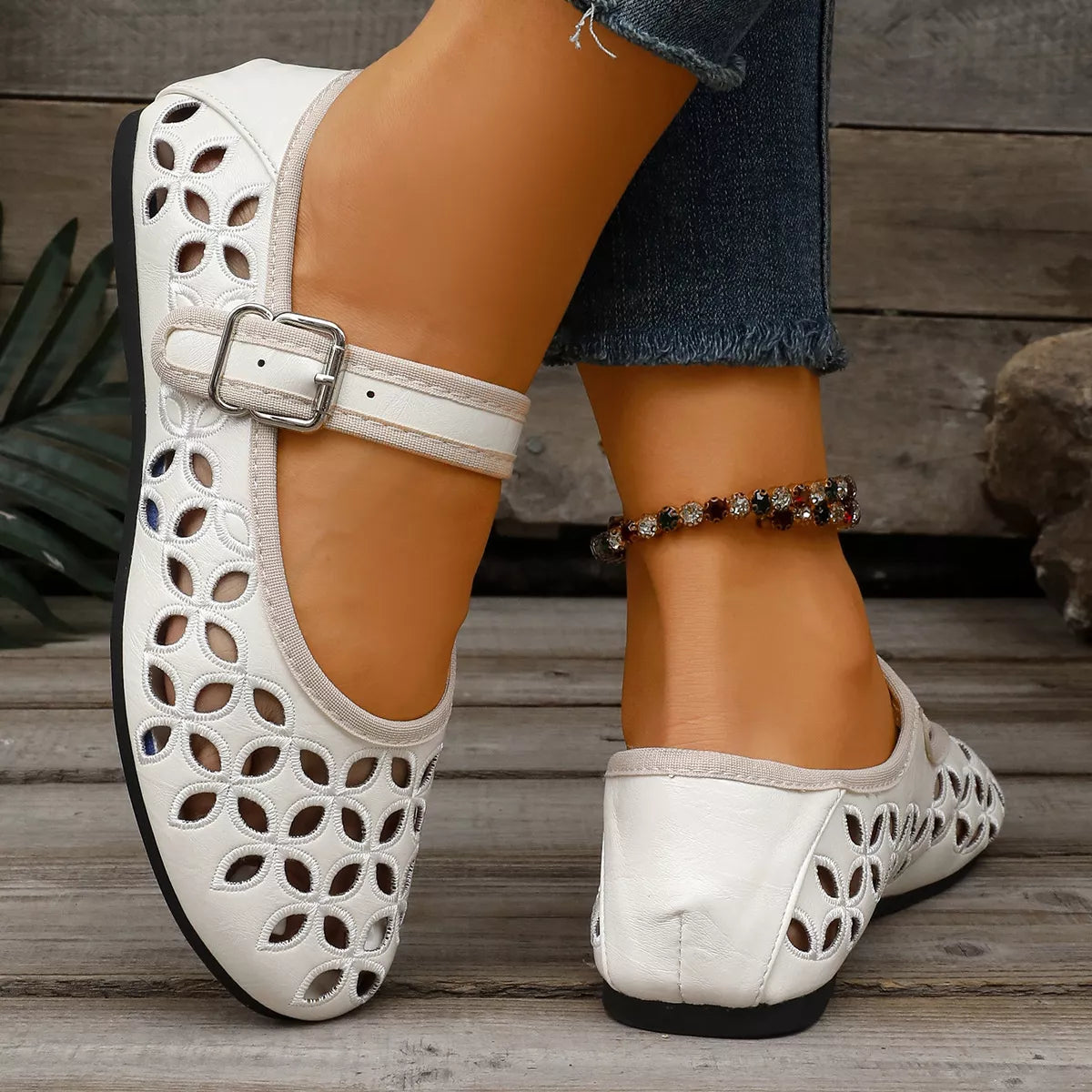Round Toe Cutout Slip-Ons