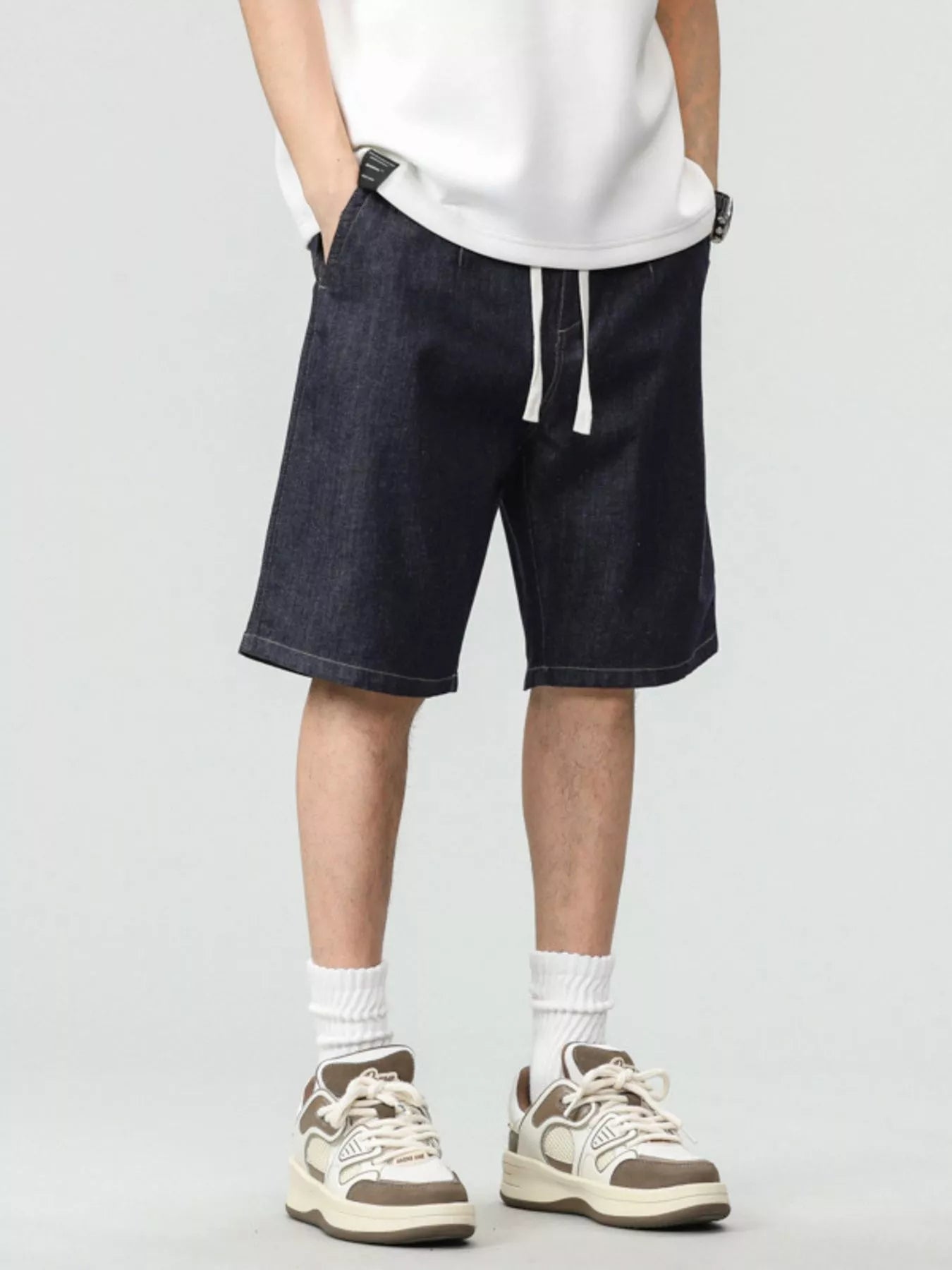 Men's Plus Size Drawstring Denim Shorts