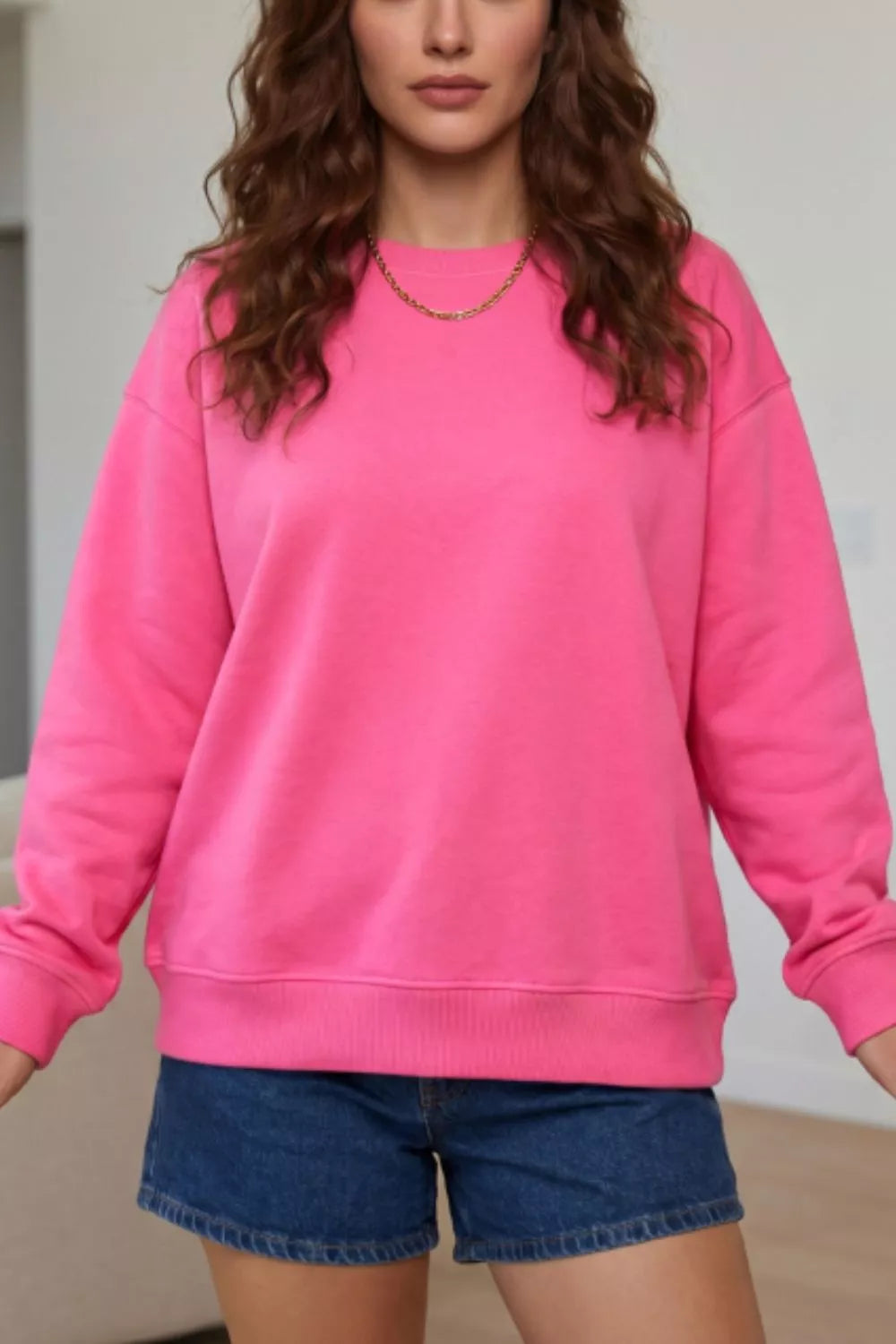 Slogan Print Round Neck Long Sleeve Sweatshirt