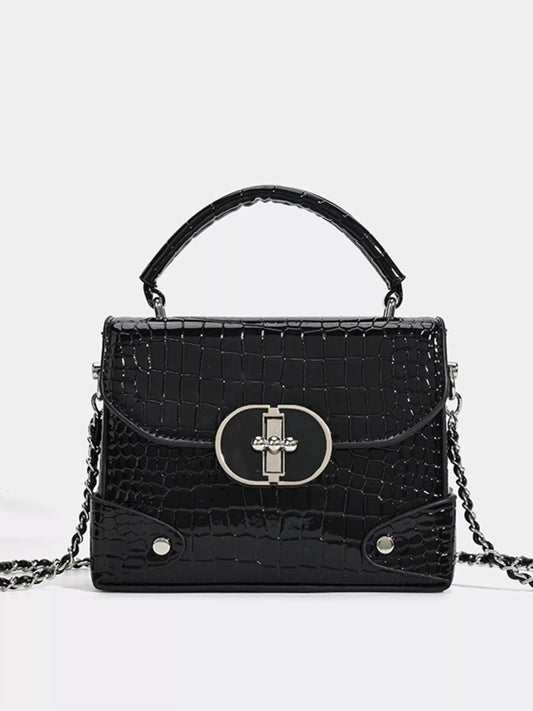Crocodile Pattern Flap Crossbody Bag