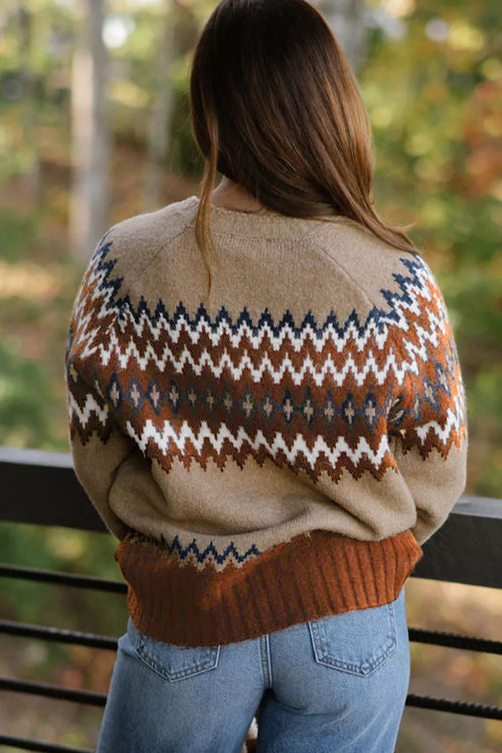 Geometric Pattern Long Sleeve Sweater