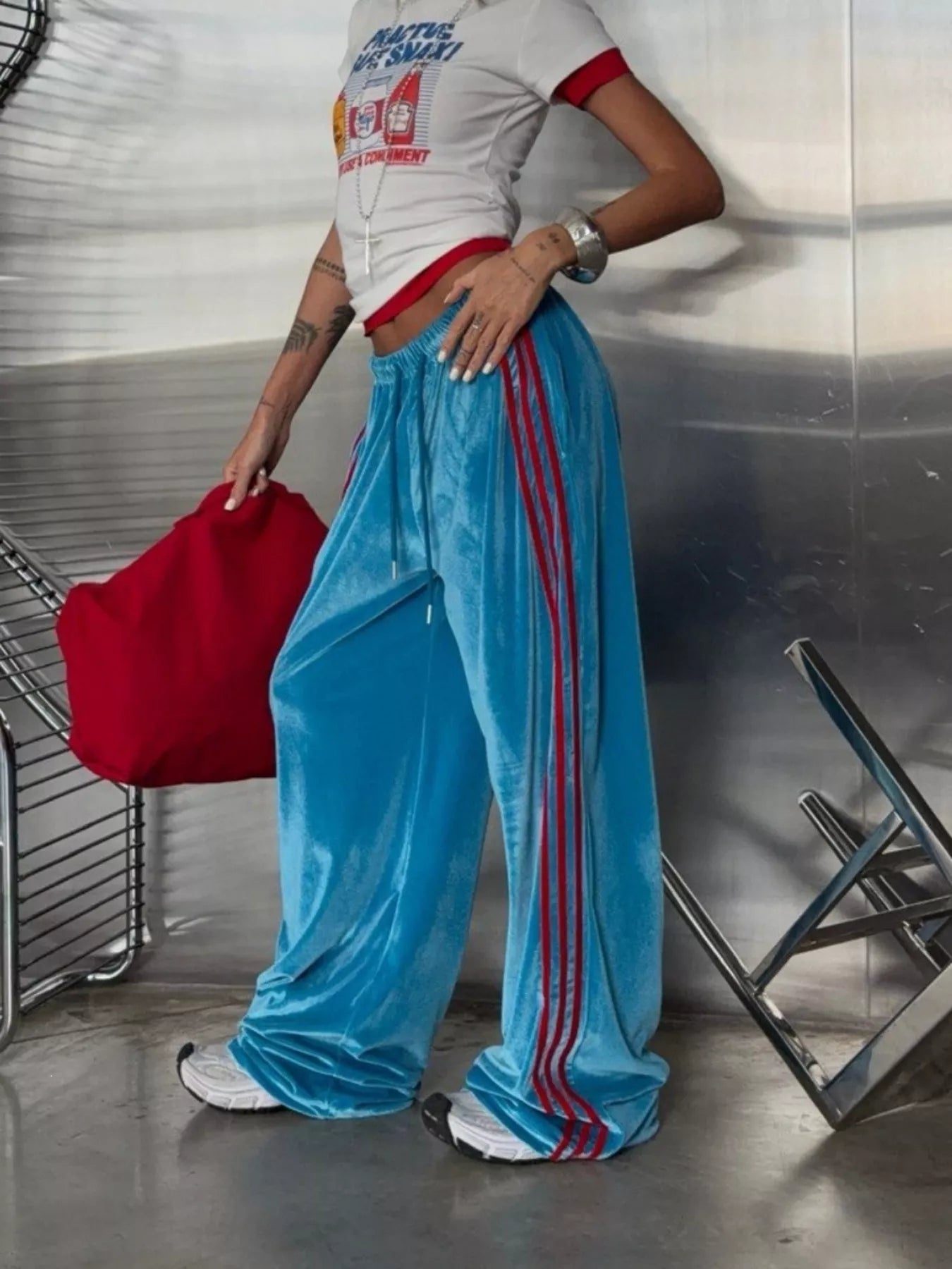 Velvet Wide-Leg Pants