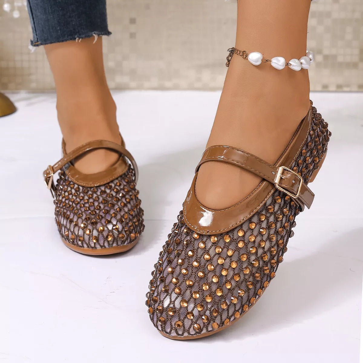 Sparkling Mesh Mary Jane Sneakers