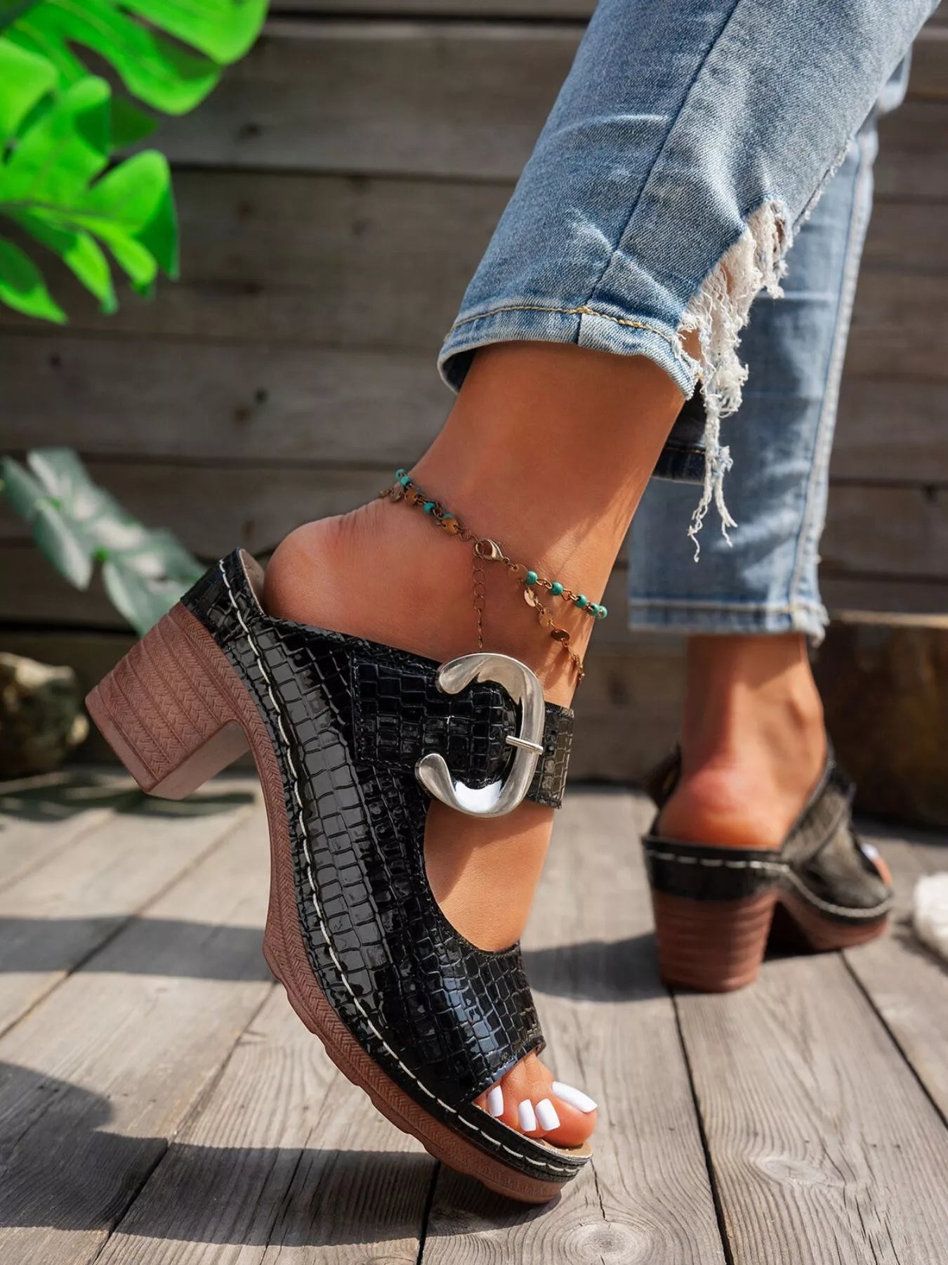 Open Toe Block Heels Sandals
