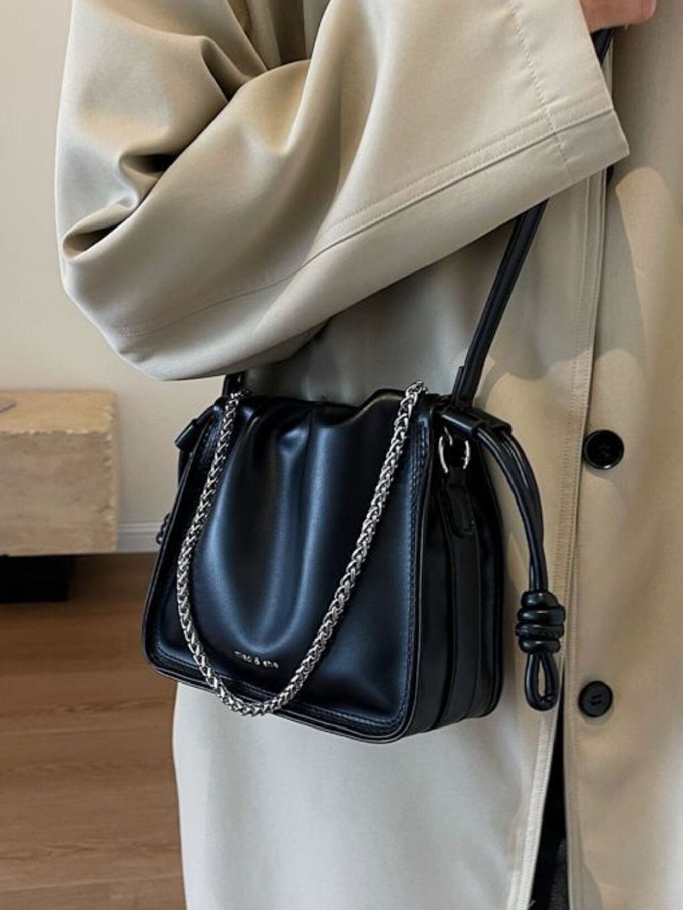Drawstring Ruched Crossbody Bag