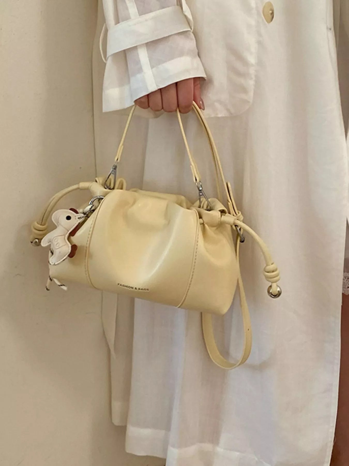 Drawstring Leather Crossbody Bag