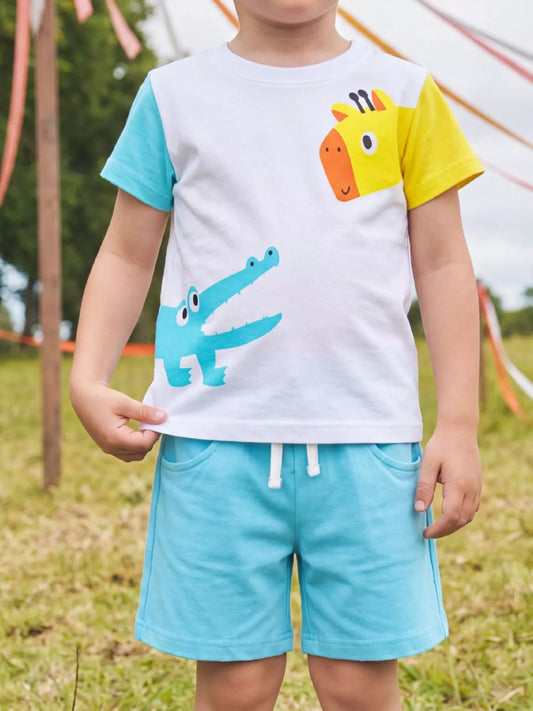 Children's Animal Print T-shirt and Shorts Set