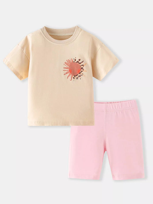 Children's Printed Short Sleeve T-Shirt & Shorts Set