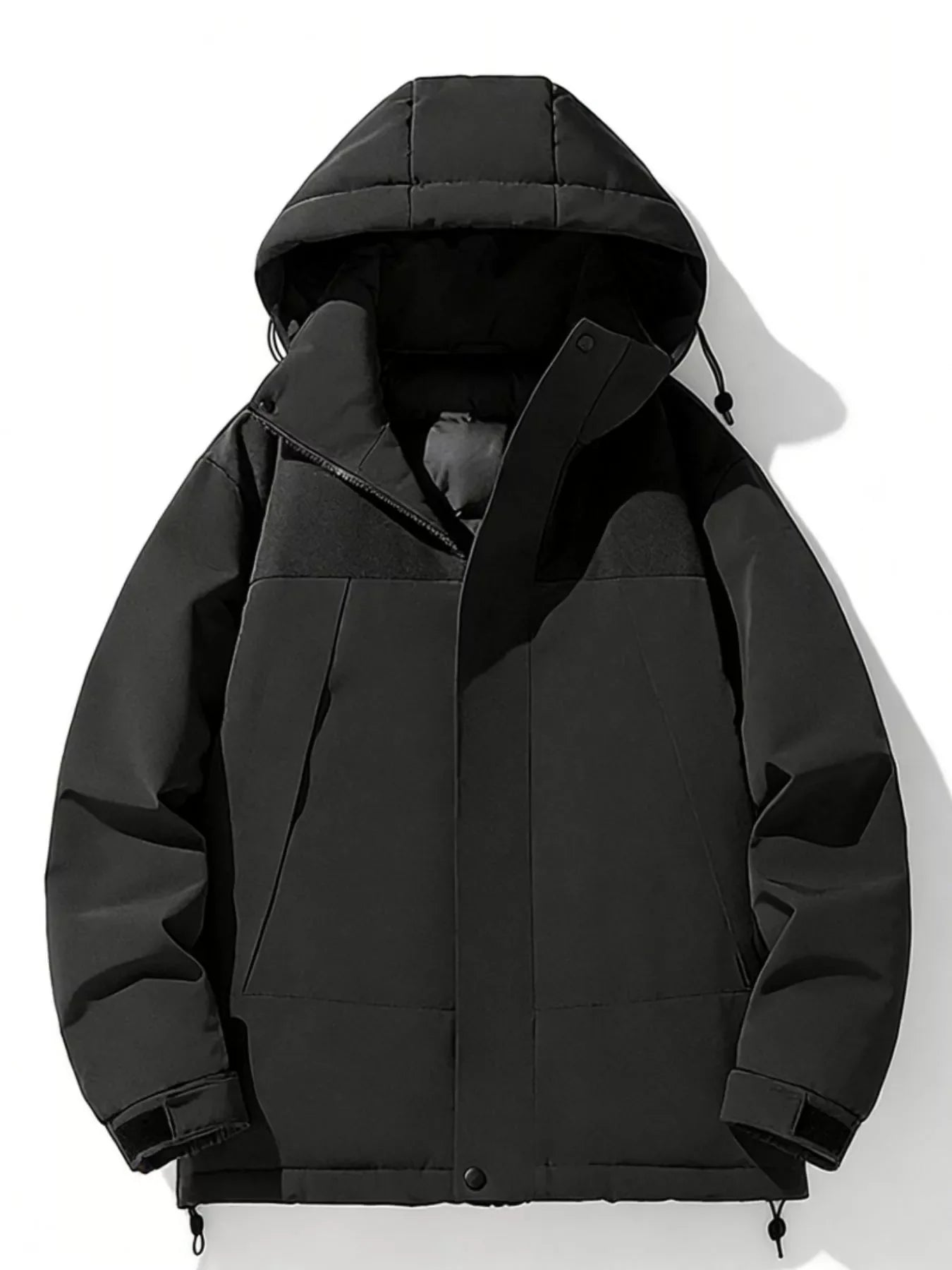 Men's Plus Size Hooded Color Block Padded Winter Coat
