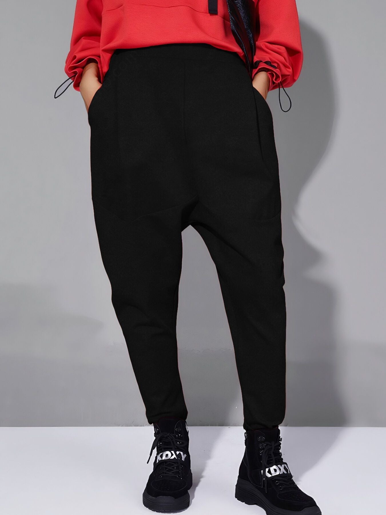 Loose Fit Harem Pants with Pockets