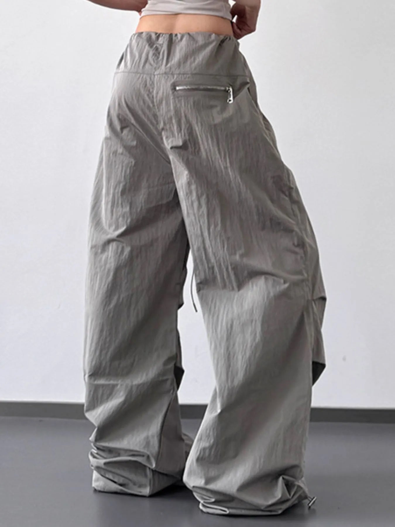 Drawstring Wide Leg Cargo Pants