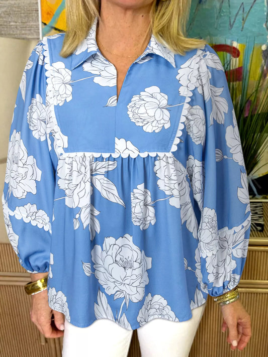 Floral Print Babydoll Blouse