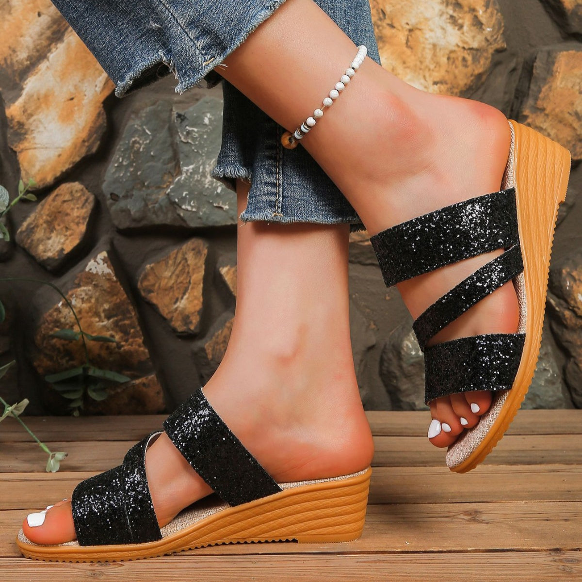 Round Toe Wedge Sandals