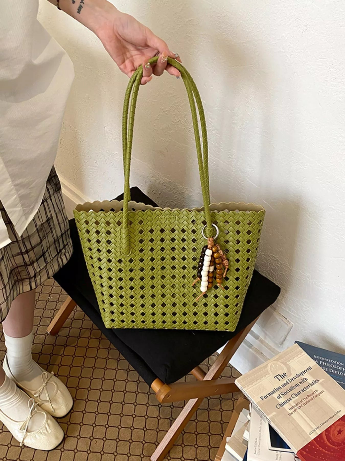Cutout Leather Shoulder Bag