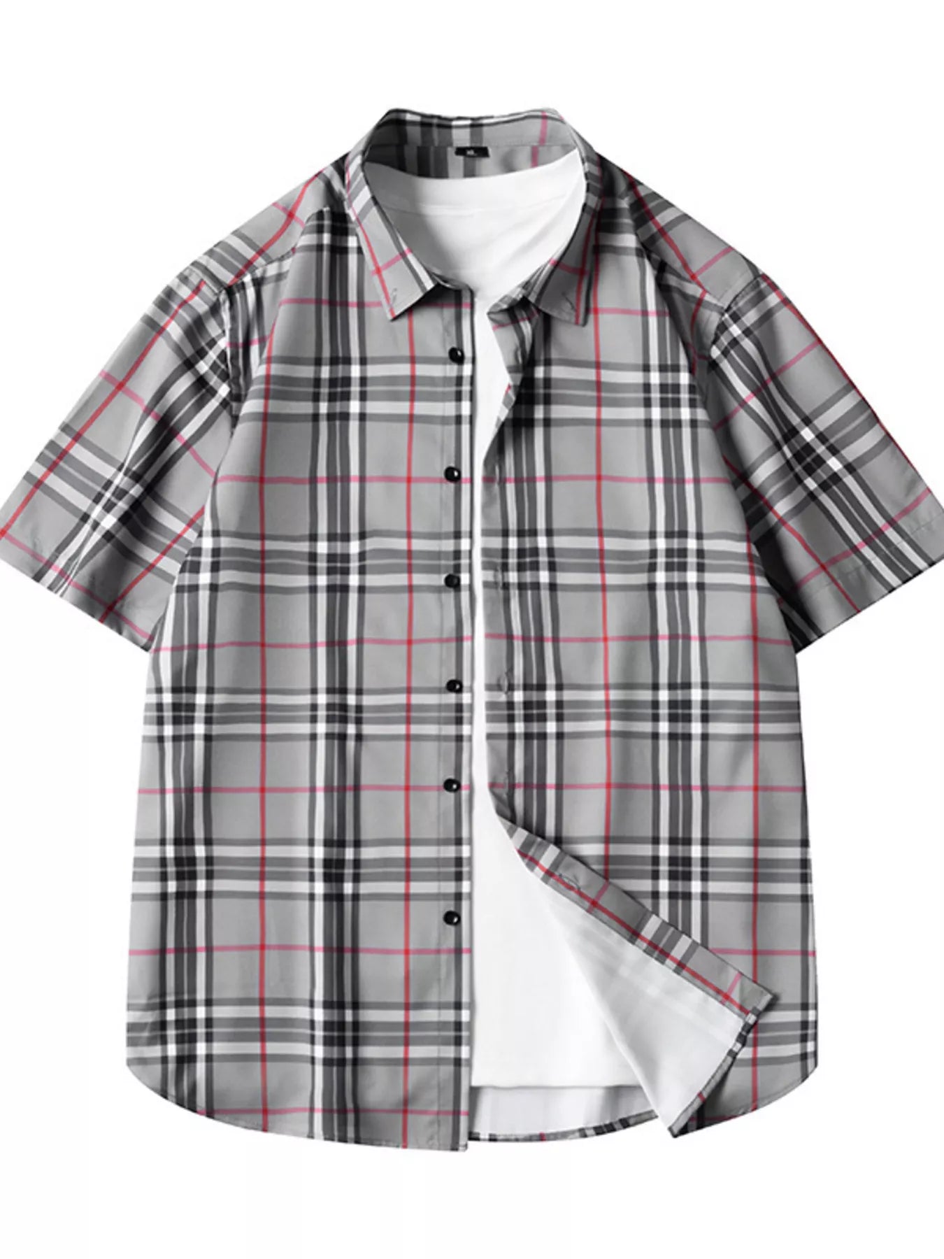 Men's Plus Size Classic Plaid Short Sleeve Shirt