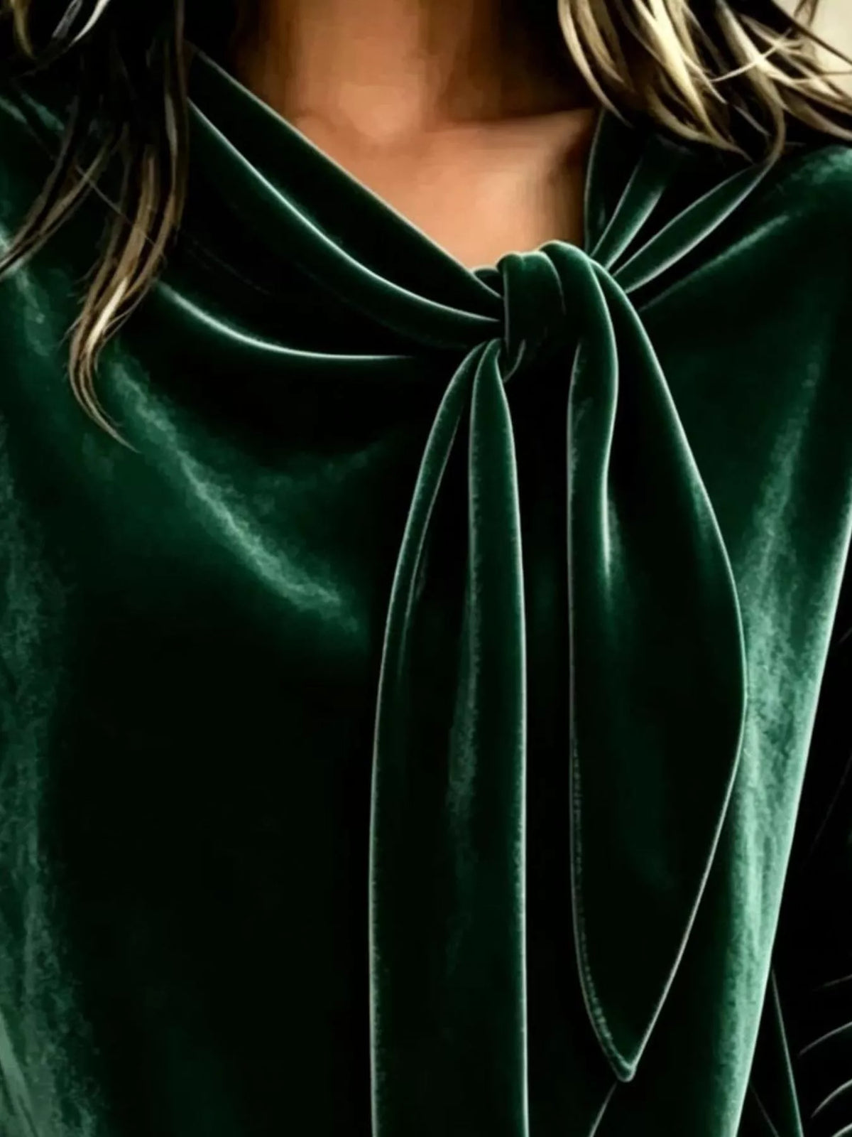 Velvet Tie Front Long Sleeve Sweatshirt