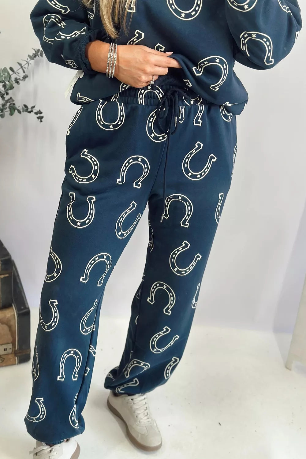 Lucky Horseshoe Print Sweatshirt and Pants Set