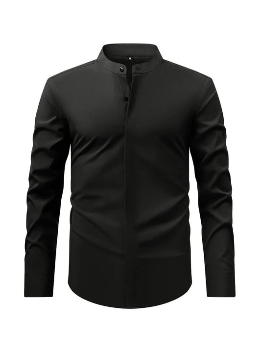 Men's Full Size Stand Collar Button Down Shirt Plus Size